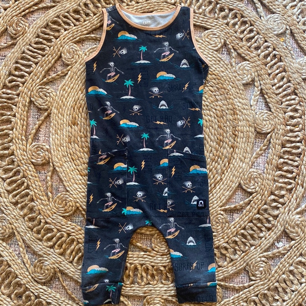 RAGS Skeleton Surf Island Romper sz 3T / 4T
